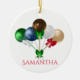 Fun Christmas Cake Pop Colorful Ceramic Ornament