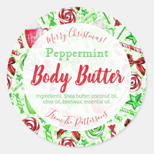 Fun Christmas Candy Cane Body Butter Labels