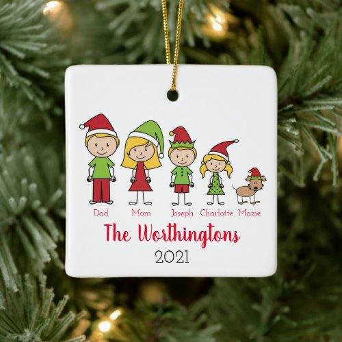 Fun Christmas Character Personalized Family Ceramic Ornament
