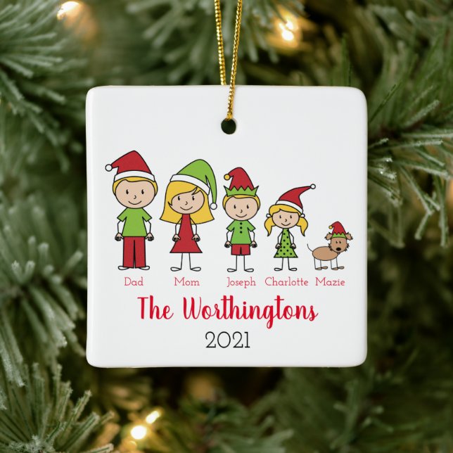 Fun Christmas Character Personalized Family Ceramic Ornament (Tree)