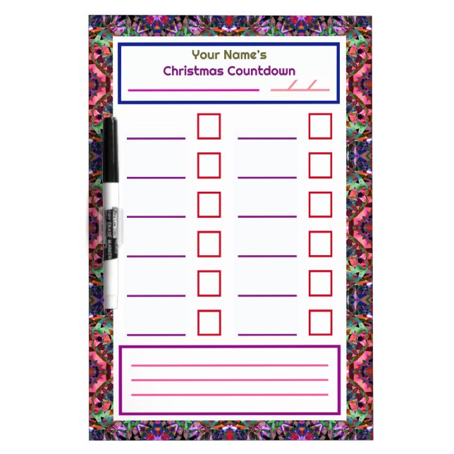 Fun Christmas Checklist Festive Planner Organizer Dry Erase Board (Front)