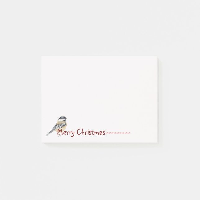 Fun Christmas Chickadee Bird Nature Wildlife Post-it Notes (Front)