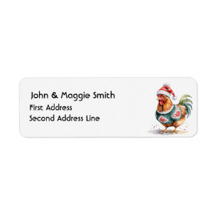 Fun Christmas Chicken Animal Nature Art Label