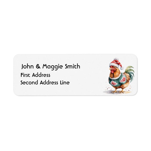 Fun Christmas Chicken Animal Nature Art Label (Front)