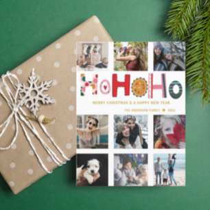 Fun Christmas Colorful Ho Ho Ho Postcard