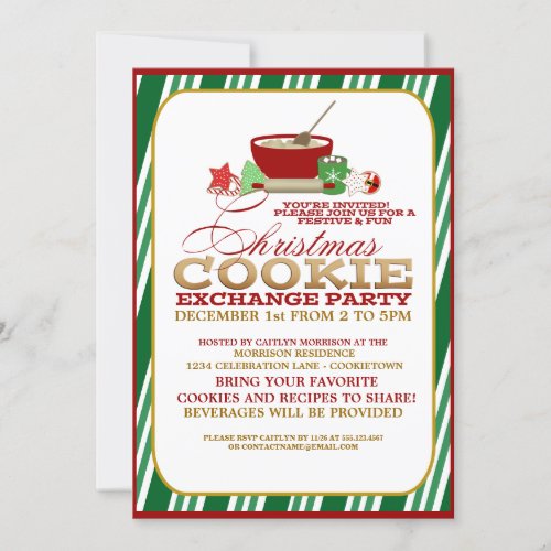 Fun Christmas Cookie Exchange Party Invitation