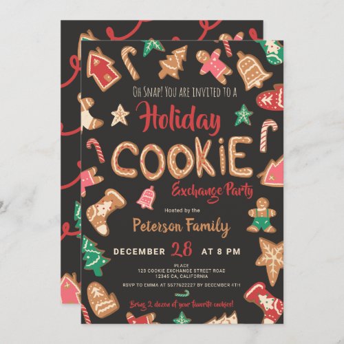 Fun Christmas cookie exchange party swap gray Invitation