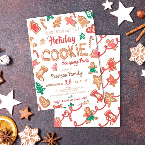 Fun Christmas cookie exchange party swap Invitation