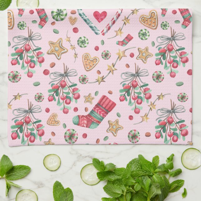 Fun Christmas Cookies and Candies   Kitchen Towel (Folded)