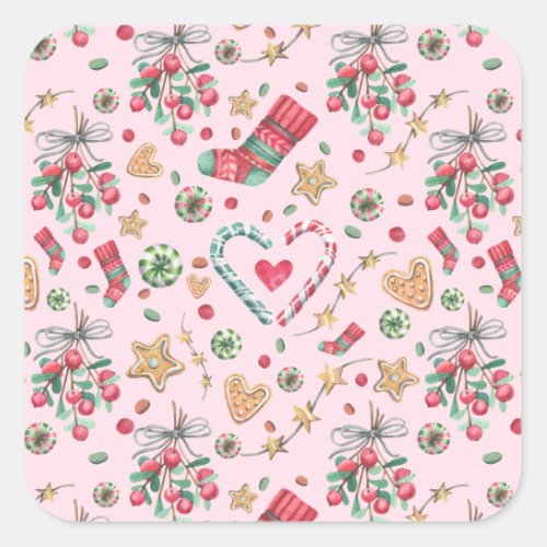 Fun Christmas Cookies and Candies  Square Sticker