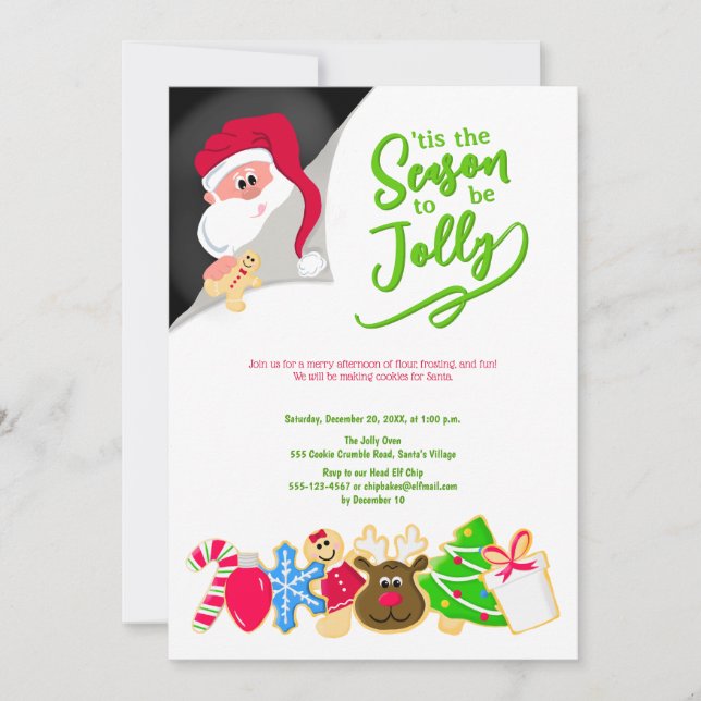 Fun Christmas Cookies for Santa Kids Party Invitation (Front)