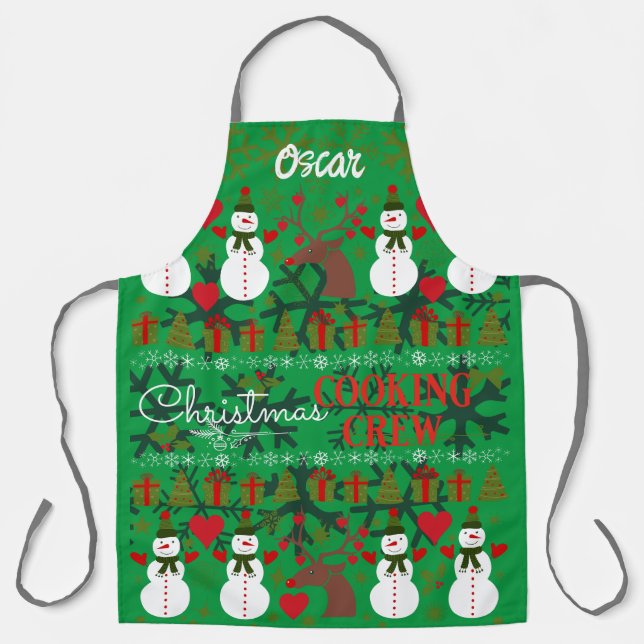 Fun Christmas Cooking Crew Editable Apron (Front)