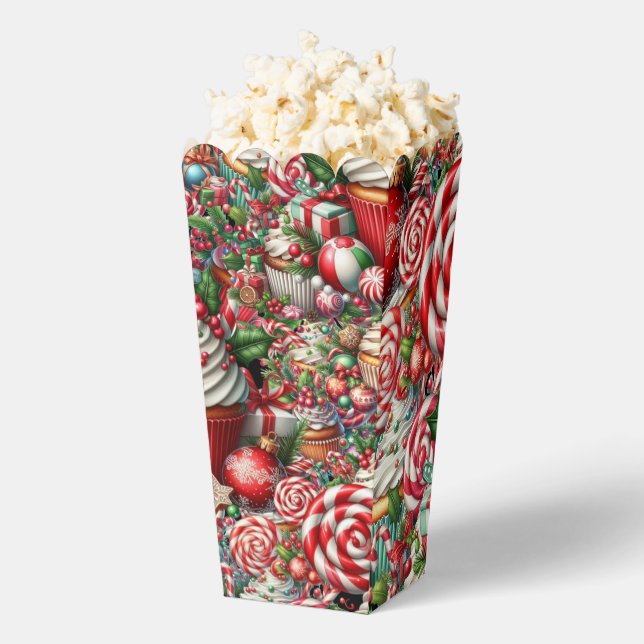 Fun Christmas Cupcakes Red Stripe Canes Favor Boxes (Popped)