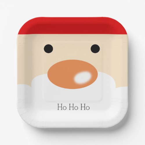 Fun Christmas Cute Minimal Santa Face Paper Plates