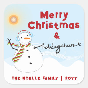 Fun Christmas Cute Snowman Cheers Holiday Stickers