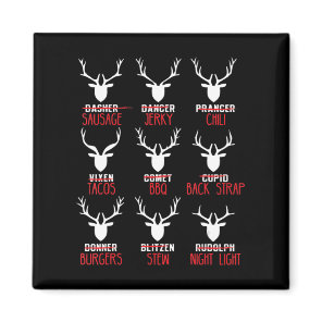 Fun Christmas Deer Hunters All of Santa's Reindeer Magnet