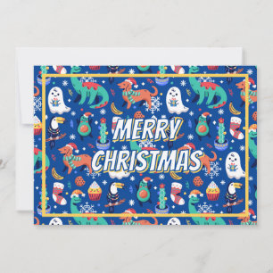 Fun Christmas Dinosaur Dog Parrot Avocado Cactus Holiday Card