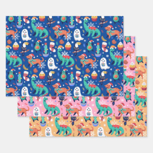 Fun Christmas Dinosaur Dog Parrot Avocado Cactus Wrapping Paper Sheets