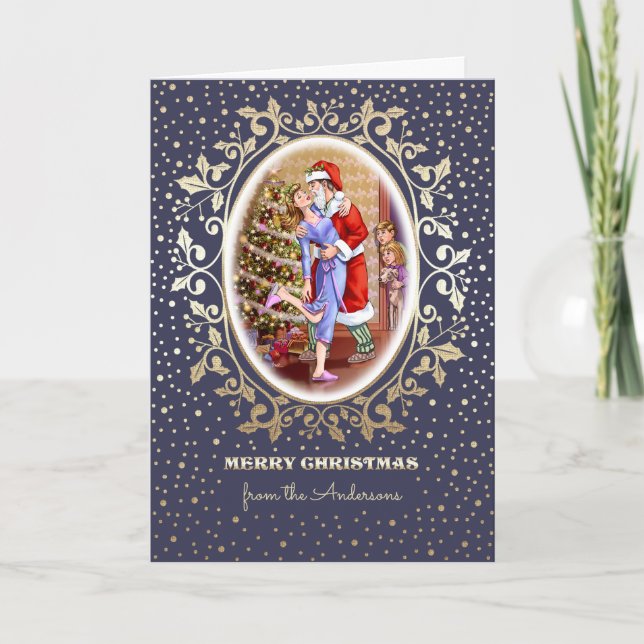 Fun Christmas Family Scene Custom  Holiday Card (Front)