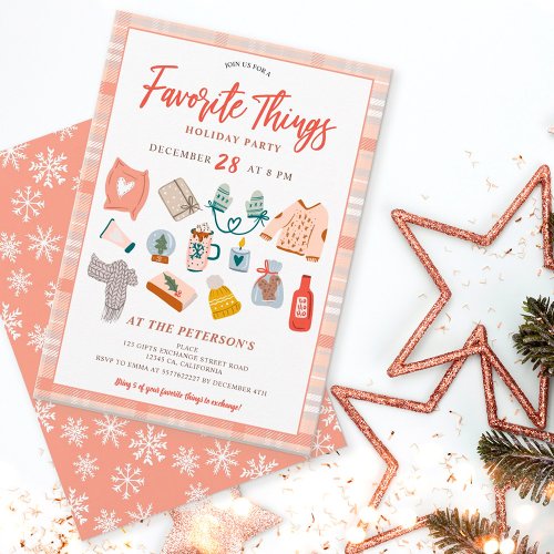 Fun Christmas favorite things exchange party pink Invitation