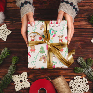FUN CHRISTMAS FESTIVE JOY GIFT WRAPPING PAPER