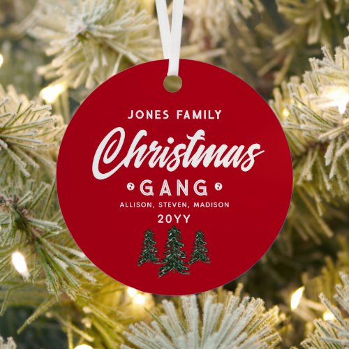 Fun Christmas Gang Family Personalized Metal Ornament