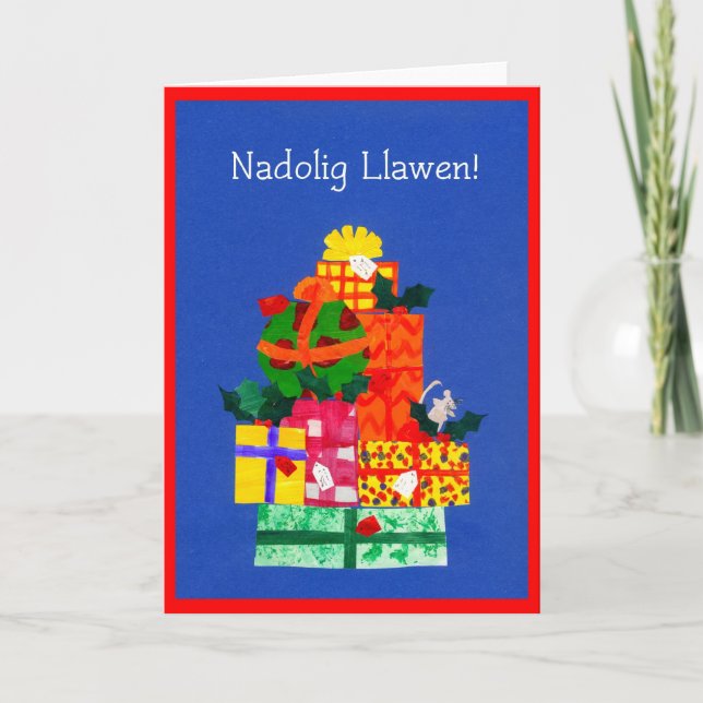 Fun Christmas Gifts Card, Welsh Greeting Holiday Card (Front)