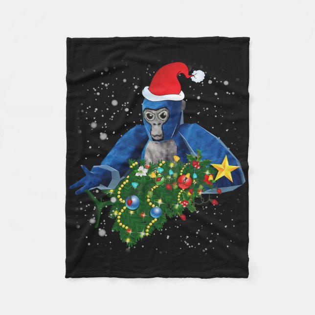 Fun Christmas Gorilla Tag  Fleece Blanket (Front)
