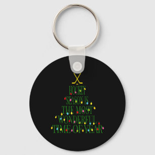 Fun Christmas Hockey - Most Wonderful Time of Year Keychain