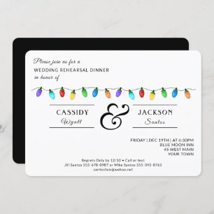 Fun Christmas Holiday Lights Rehearsal Dinner Invitation
