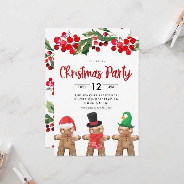 Fun Christmas Holiday Party Invitation (Front/Back In Situ)