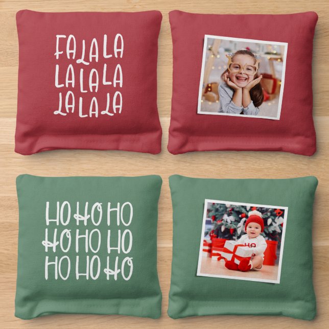 Fun Christmas holiday personalized photo Cornhole Bags (Wood)