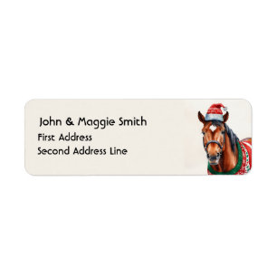 Fun Christmas Horse Animal Nature Art Label