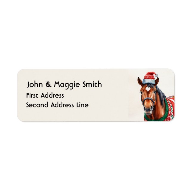 Fun Christmas Horse Animal Nature Art Label (Front)