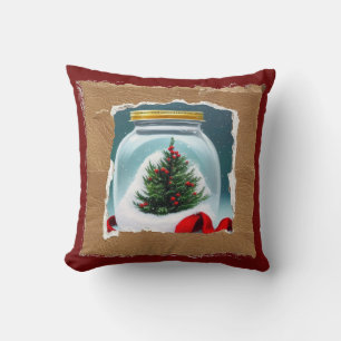Fun Christmas in a jar collage decoration Throw Pillow