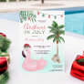 Fun Christmas in July beach tropical flamingo Invitation