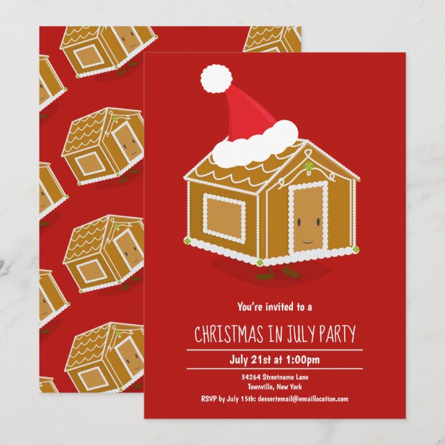 Fun Christmas in July Party Invitation (Front/Back)