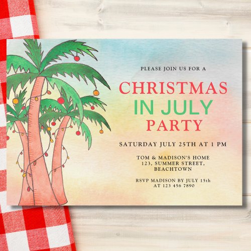Fun Christmas In July Party  Invitation