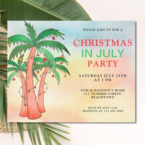 Fun Christmas In July Party  Invitation Postcard