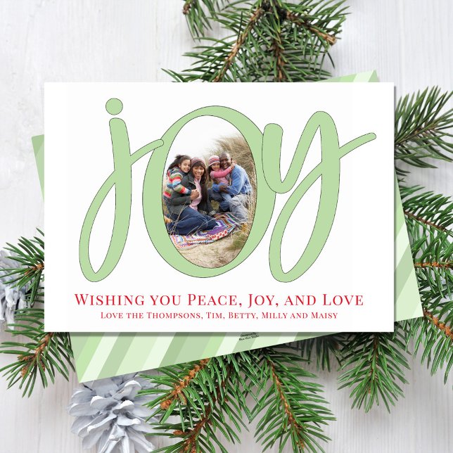 Fun Christmas Joy Holiday Photo (Christmas holiday "Joy" typography cute calligraphy script photo card. )