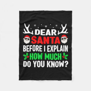Fun Christmas Kids Adults Dear Santa I Can Explain Fleece Blanket