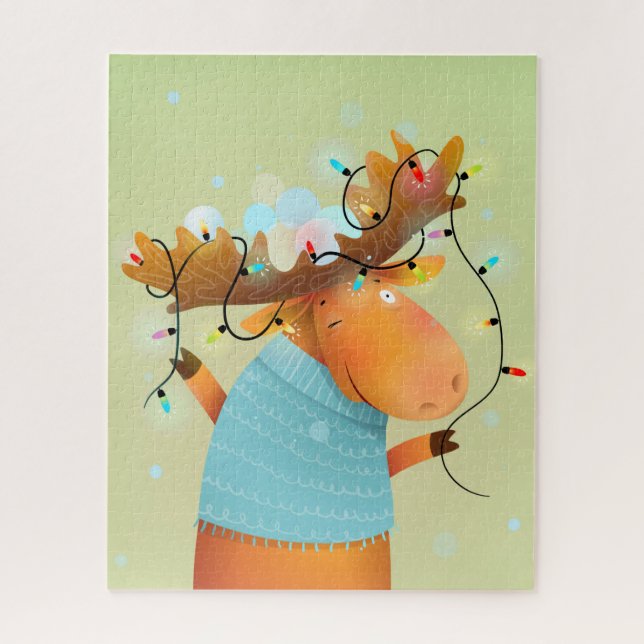 Fun Christmas Moose String Lights Humor  Jigsaw Puzzle (Vertical)