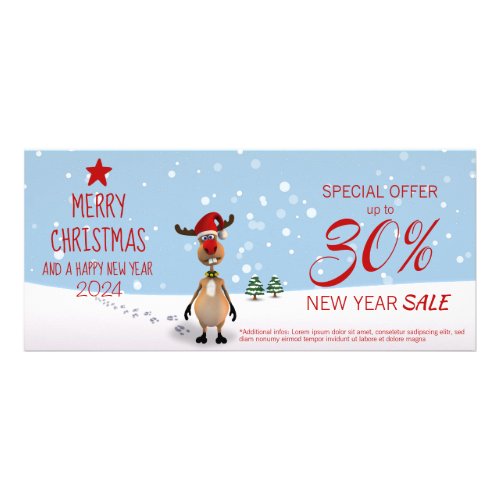 Fun Christmas New Year Tree 2024 Reindeer Discount Rack Card