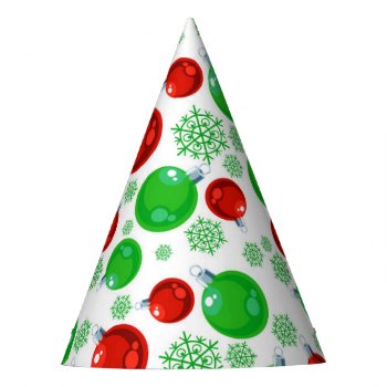 Fun Christmas Ornaments Red And Green Party Hat by All_About_Christmas at Zazzle