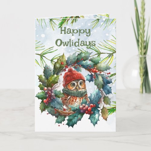Fun Christmas Owl Animal Wildlife Nature Card