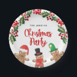Fun Christmas Party Paper Plate<br><div class="desc">A fun Christmas Party paper plate designed with colorful holly and gingerbread cookies. Other items in the collection at Cava Party Design</div>