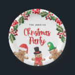 Fun Christmas Party Paper Plate<br><div class="desc">A fun Christmas Party paper plate designed with colorful holly and gingerbread cookies. Other items in the collection at Cava Party Design</div>