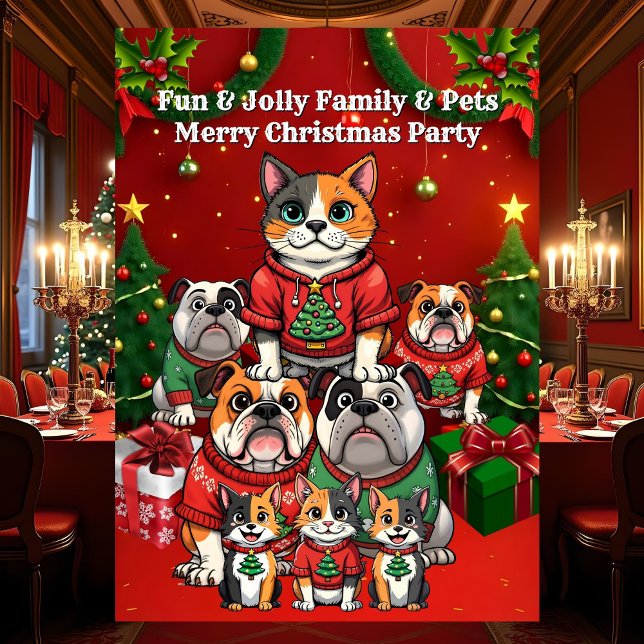 Fun Christmas Party Ugly Sweaters Dogs Cats Invitation (Creator Uploaded)