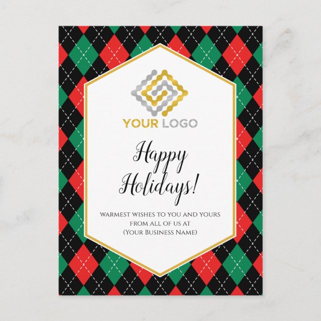 Fun Christmas Pattern Logo Business Postcard (Front)