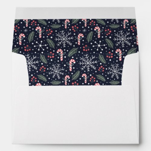 Fun Christmas Pattern Snowflakes Candy Canes Envelope